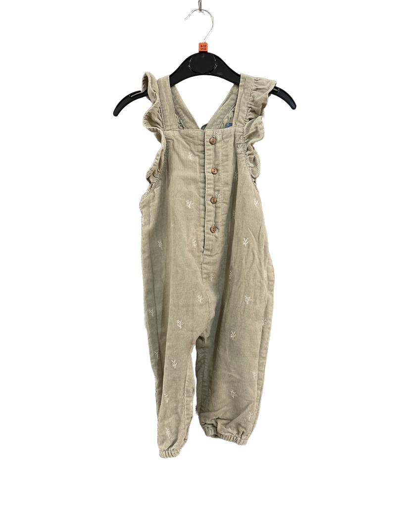 Preloved Zara Kids - Beige Corduroy Ruffle Dungarees (9-12m)