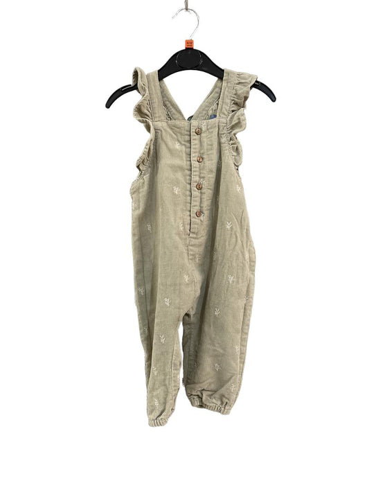 Preloved Zara Kids - Beige Corduroy Ruffle Dungarees (9-12m)
