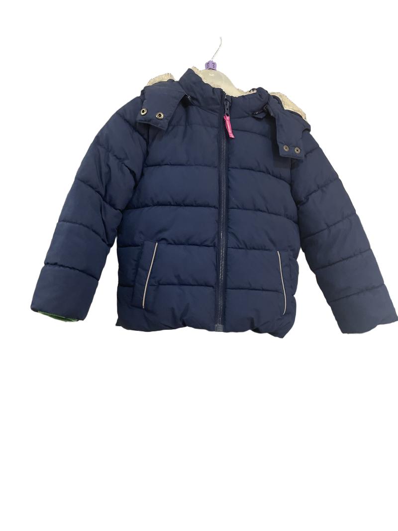 Preloved Boden - Navy Puff Jacket. With Fleece Hood And Partial Inside. (3-4y)