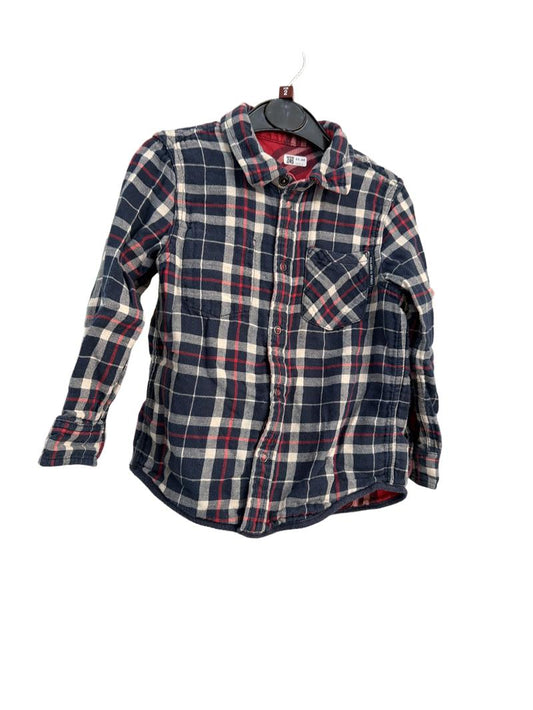 Preloved Polarn O. Pyret - Navy Red White Check Flannel Shirt (2-3y)