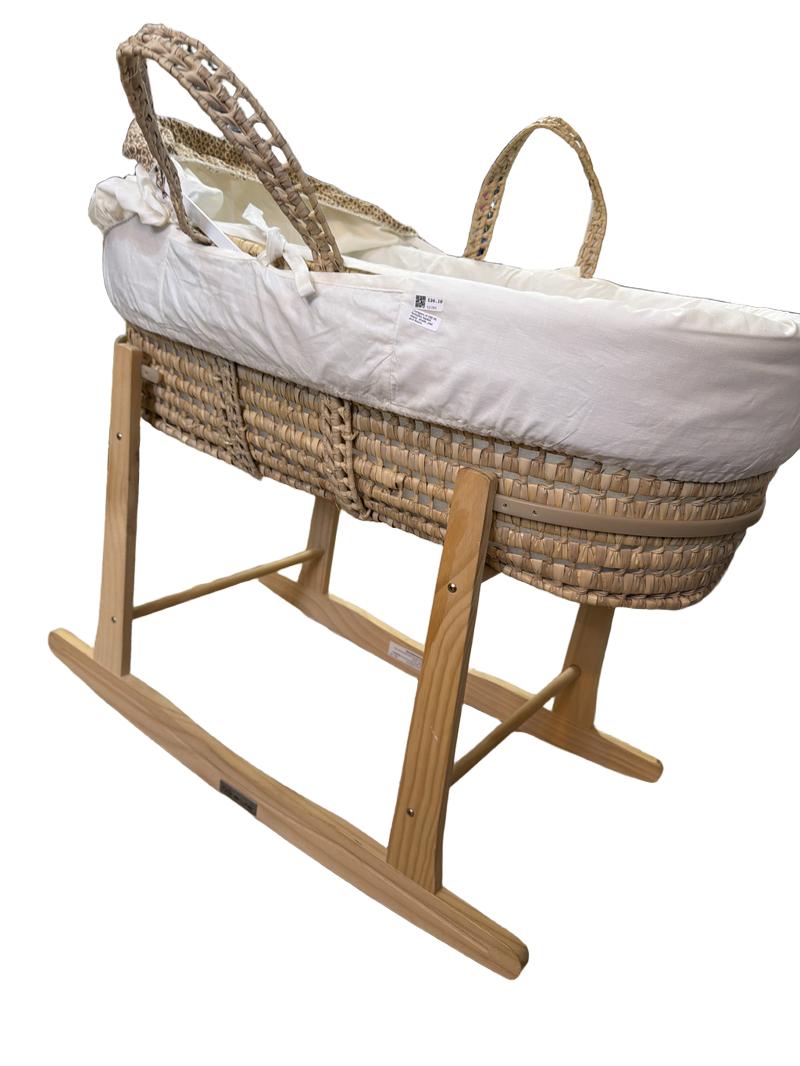 Preloved Clair De Lune - Moses Basket And Wooden Rocking Stand