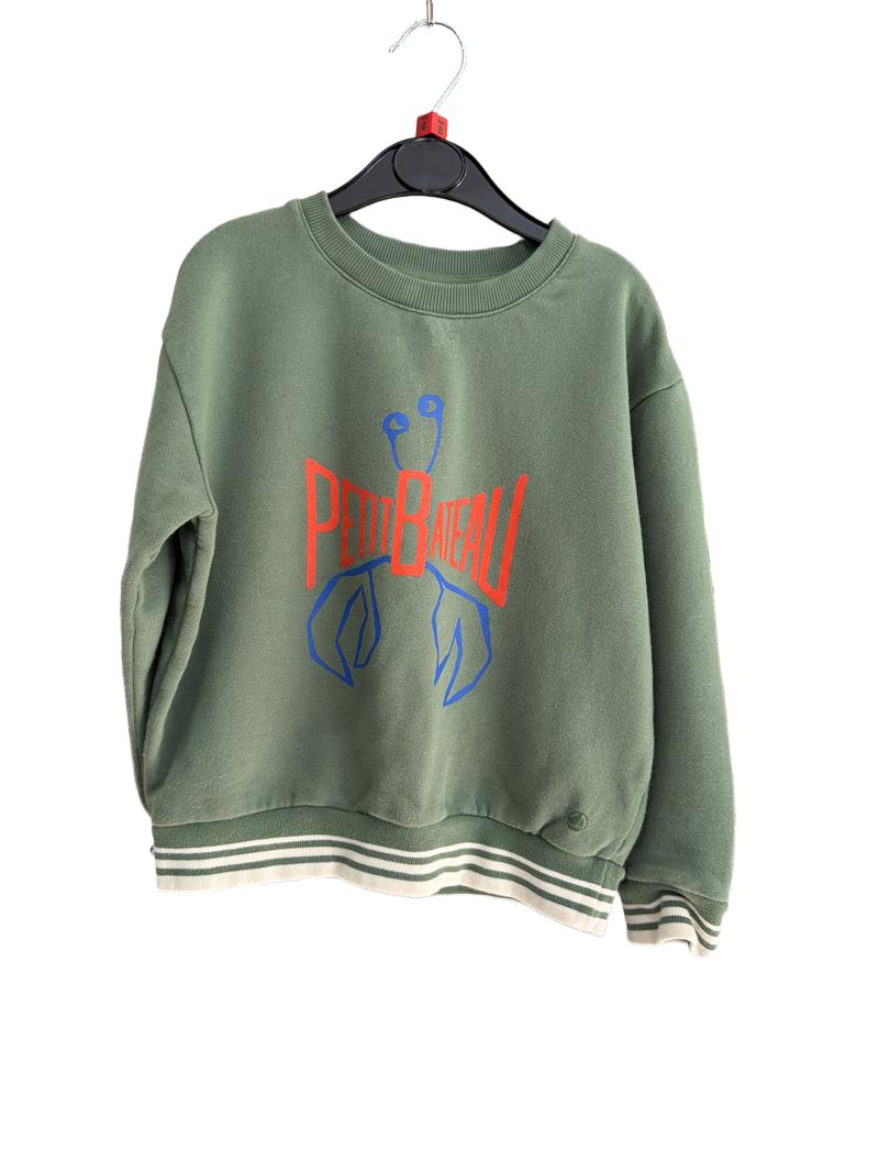 Preloved Petit Bateau - Green Petit Bateau Logo Jumper (8-9y)
