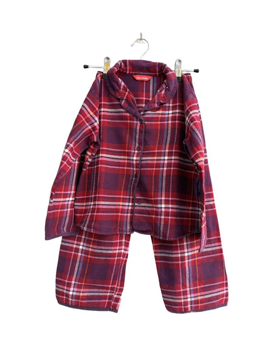 Preloved Mini Jammies - Red Purple Check Flannel Pyjama Set (6-7y)