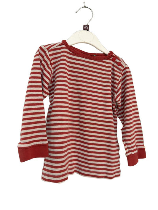 Preloved Little Green Radicals - Red White Stripe Pointelle Long-sleeved Top (18-24m)