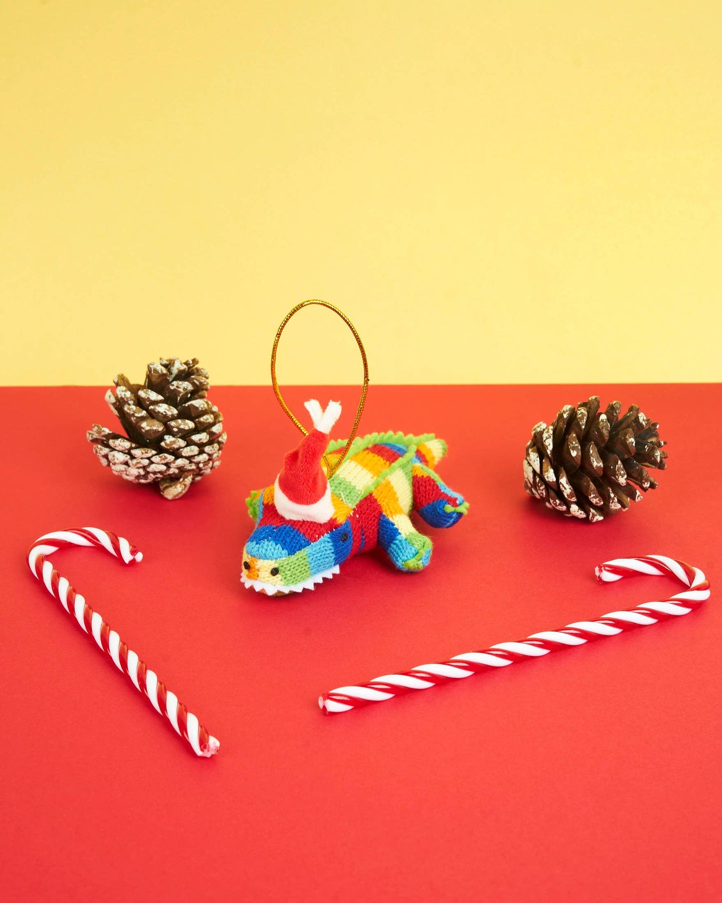Crocodile Christmas Decoration Knitted Bright Stripes