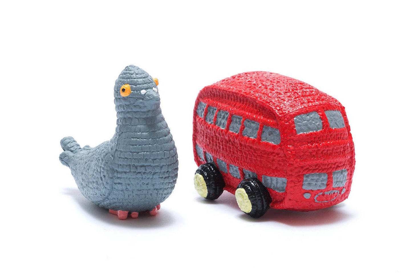 London Bus Toy, Bath Toy and Teether, Natural Rubber Red