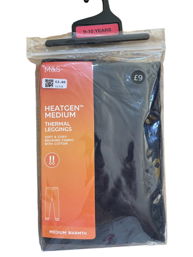 Preloved Marks & Spencer - Black HeatGen Medium Thermal Leggings, NEW In Packaging (9-10y)