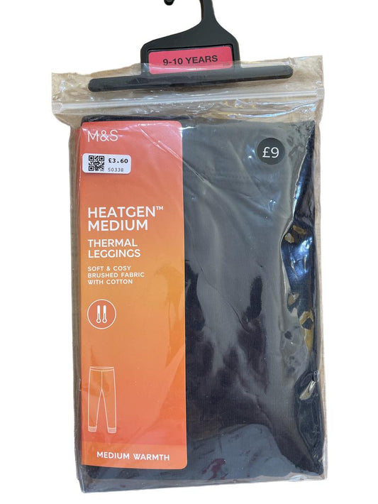 Preloved Marks & Spencer - Black HeatGen Medium Thermal Leggings, NEW In Packaging (9-10y)