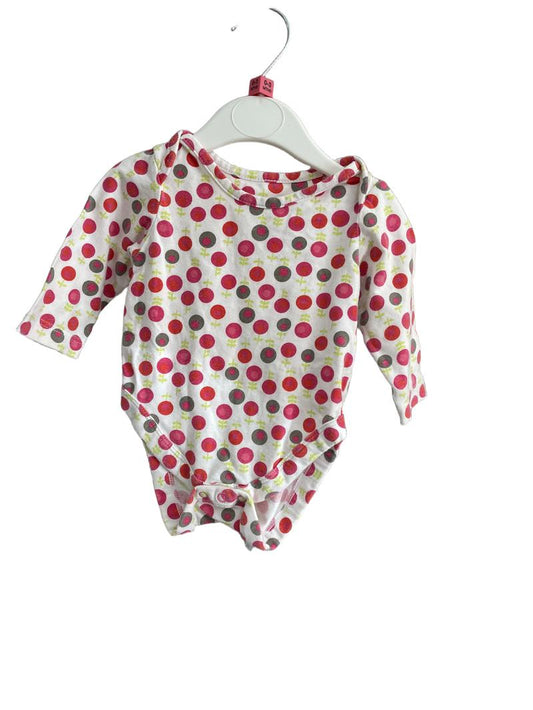 Preloved Mothercare - Red Gray Floral Print Long-sleeved Onesie (0-3m)