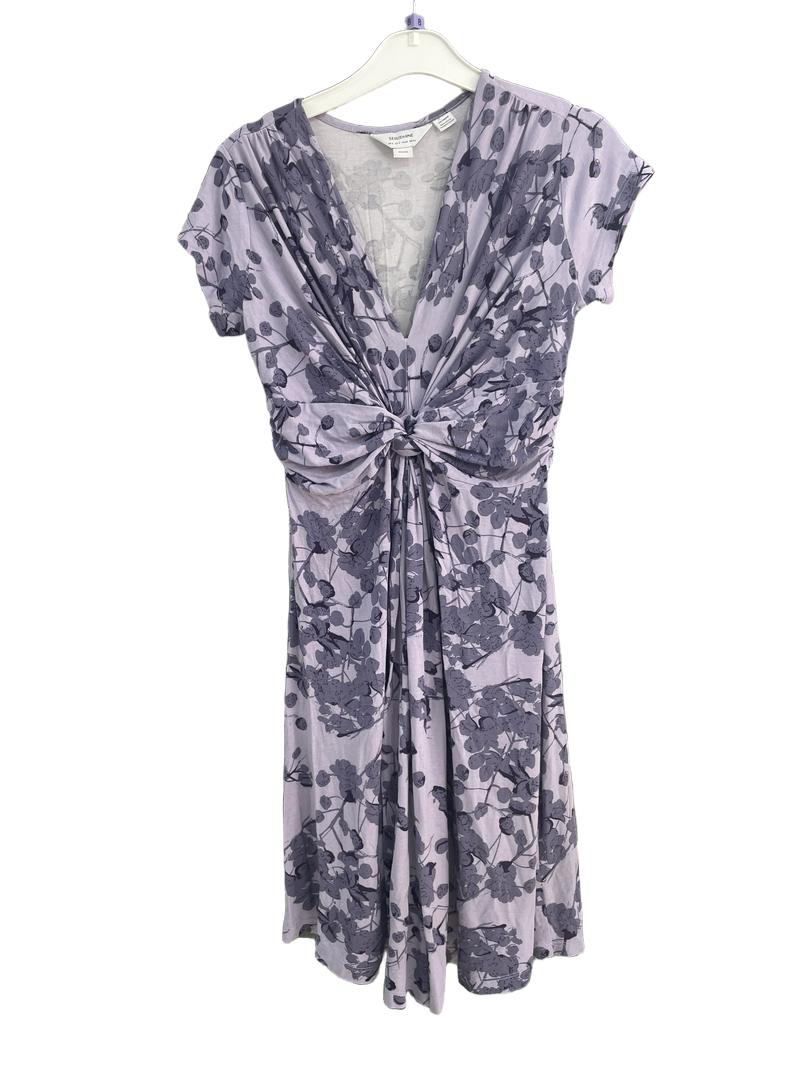 Preloved Seraphine - Lavender Blossom Knot Floral Short-sleeved Maternity Nursing Dress (8 Women)