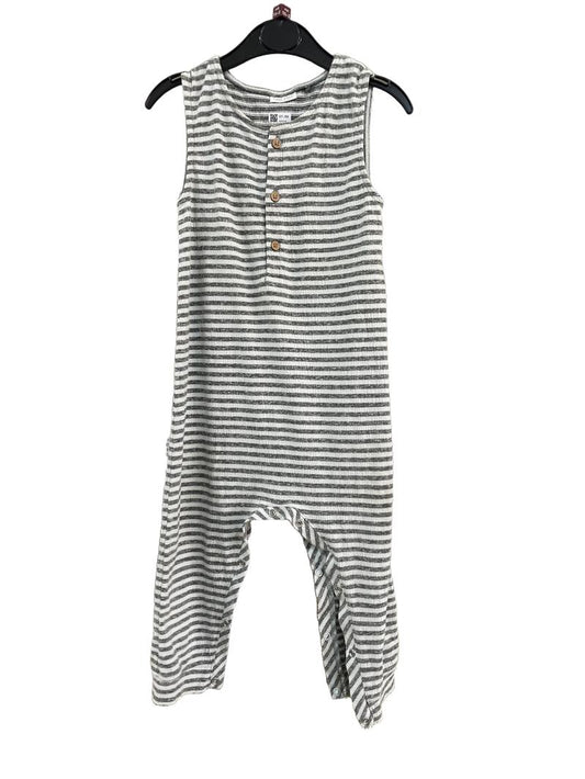 Preloved Next - Gray White Stripe Sleeveless Onesie Jumpsuit (18-24m)
