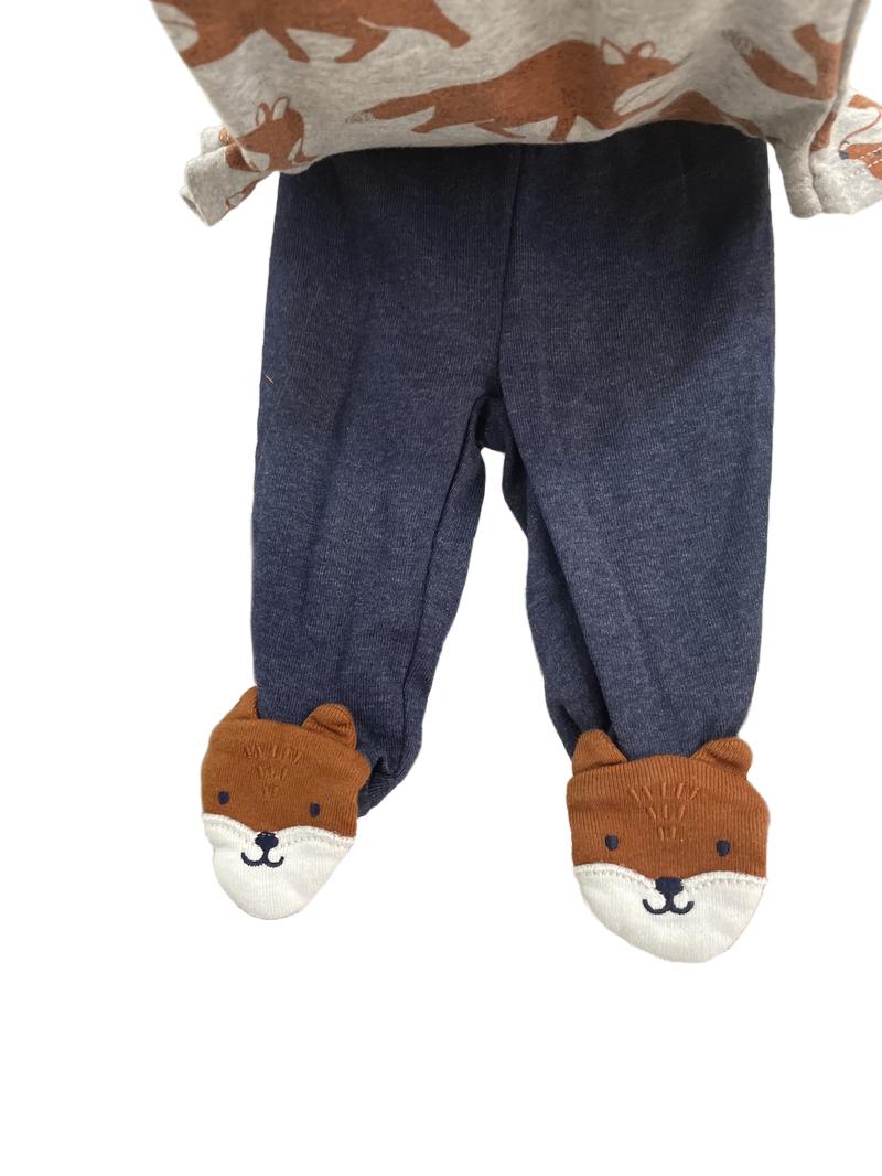 Preloved Carter's - Vest With Fox Design And Trousers With Fox Feet. (Newborn)
