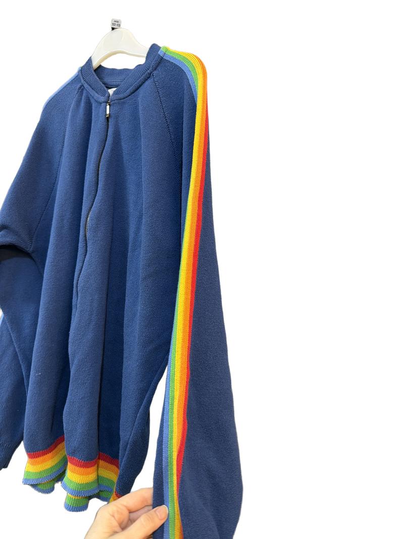 Preloved Kite - Navy Rainbow Knit Zip Cardigan (12-13y)