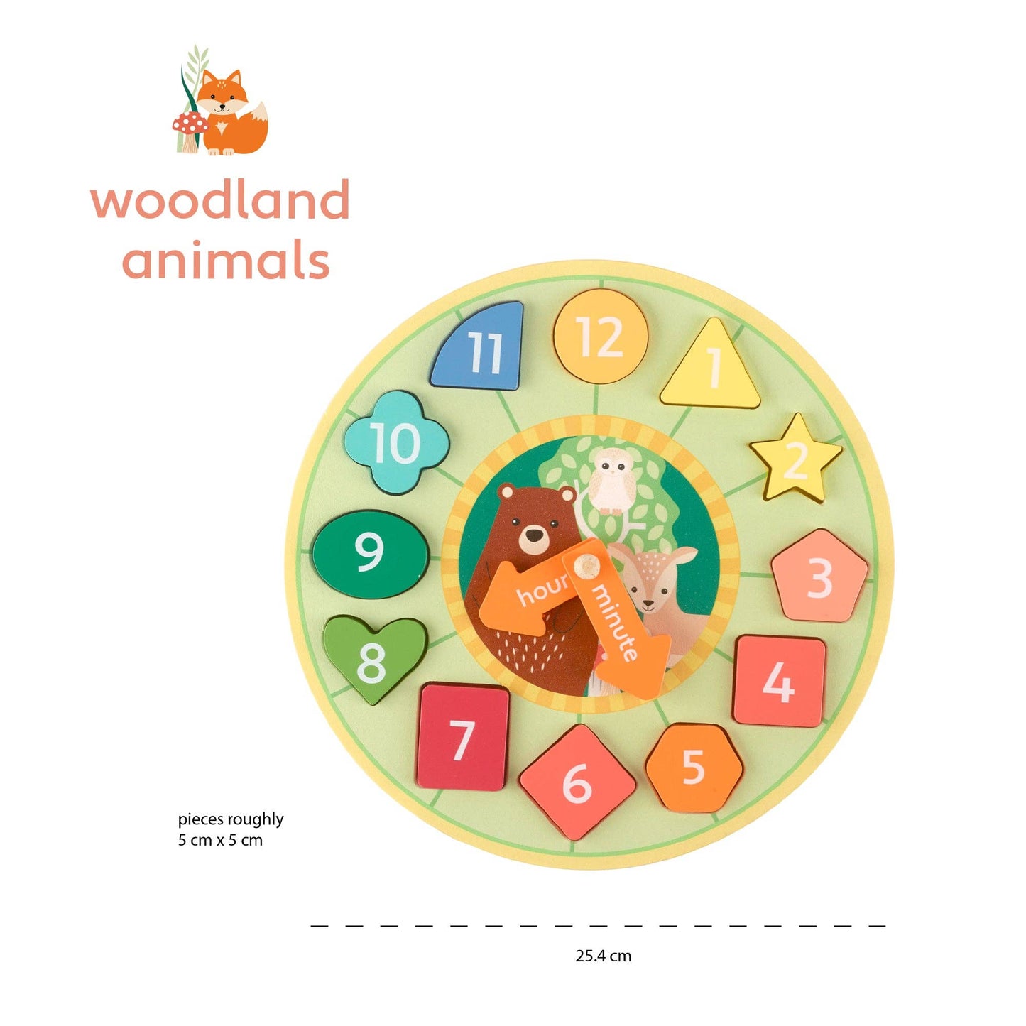 Woodland Wooden Shape Sorting Clock