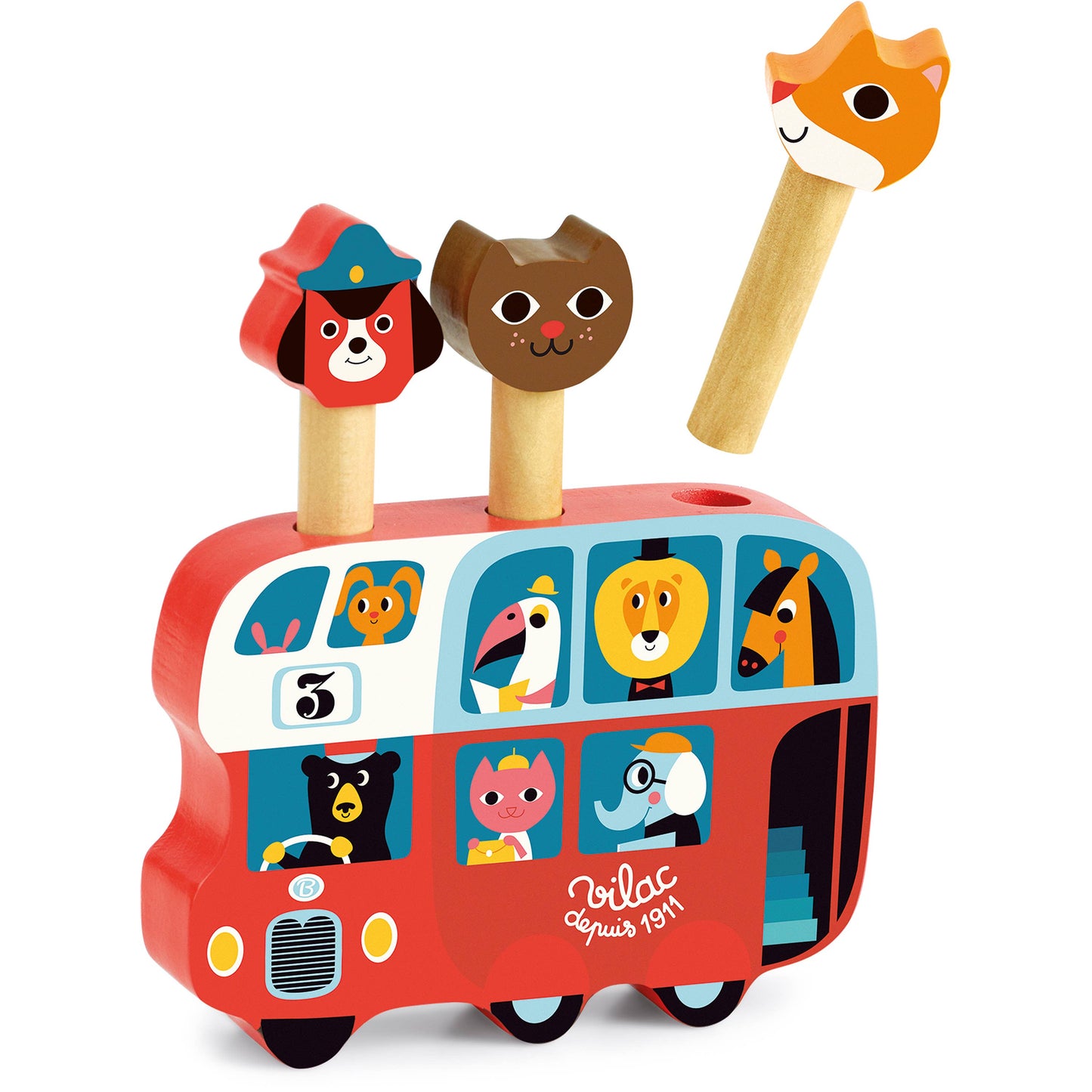 Vilac Pop-Up Bus – Wooden Activity Toy for Kids