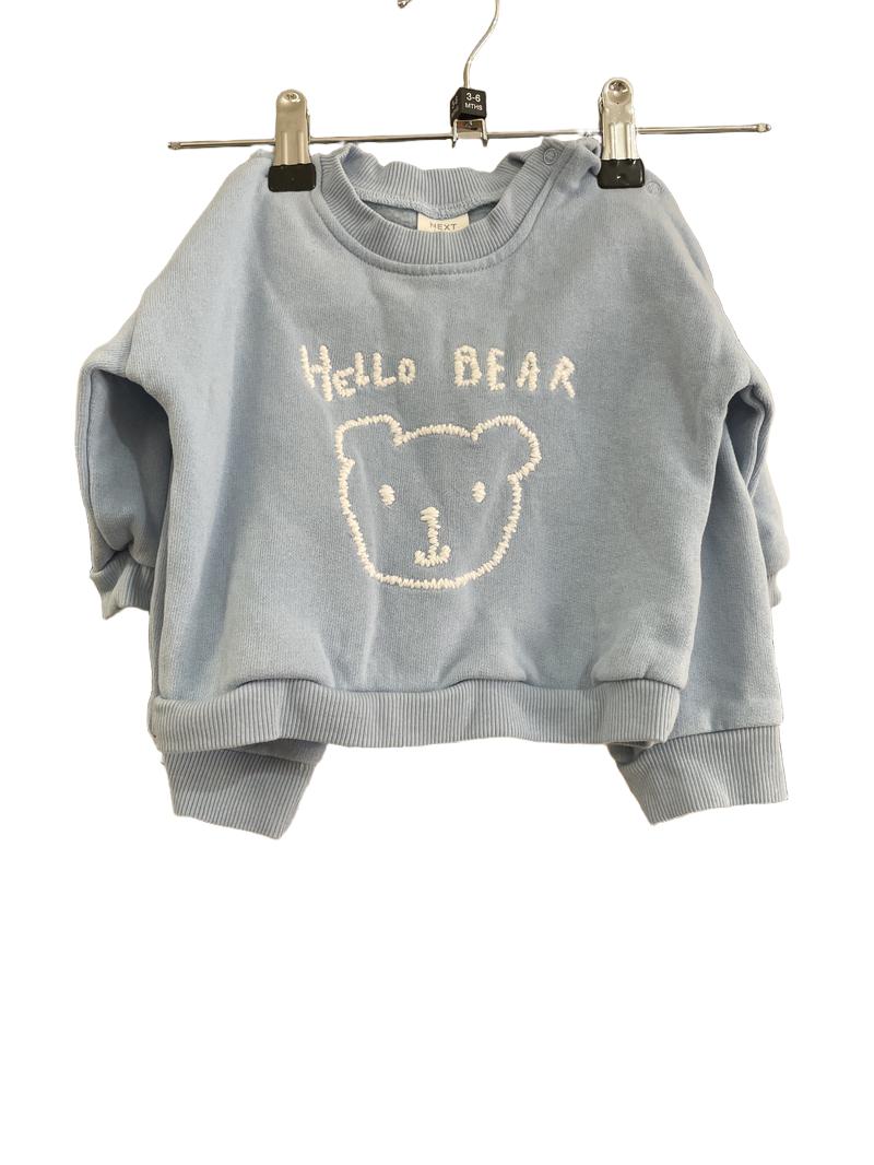 Preloved Next - Blue Hello Bear Jumper And Trousers Outfit. (3-6m)