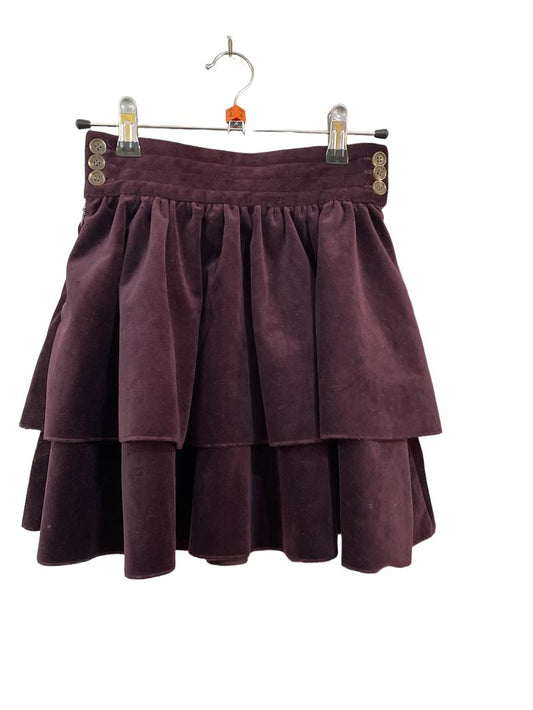 Preloved That's Not Fair London - Burgundy Velveteen Tiered Skirt (4-5y)