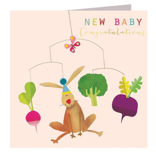 NB50 Gold Foiled Baby Girl Mobile Card