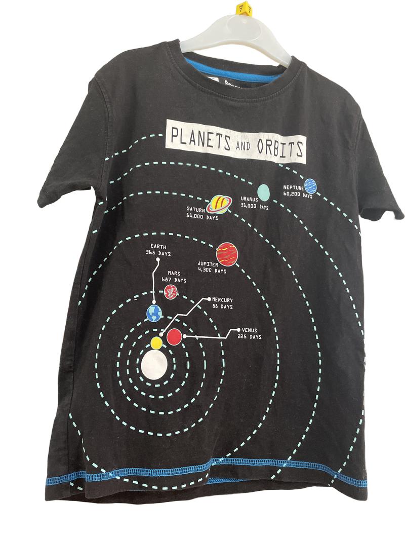 Preloved Science Museum - Black Planets And Orbits Short-sleeved T Shirt (7-8y) - Top