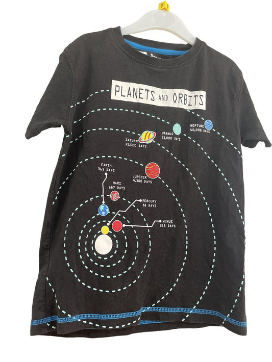 Preloved Science Museum - Black Planets And Orbits Short-sleeved T Shirt (7-8y) - Top