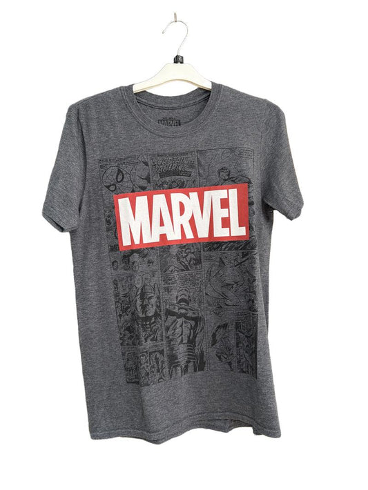 Preloved Marvel - Gray MARVEL T Shirt, SMALL (11-12y)