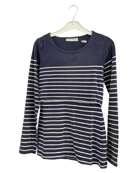 Preloved Jojo Maman Bebe - Navy White Stripe Long-sleeved Nursing Top (X Small)