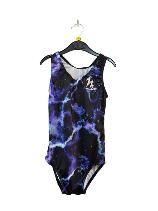Preloved Milano - Black Purple One Piece Swim Suit (7-8y)