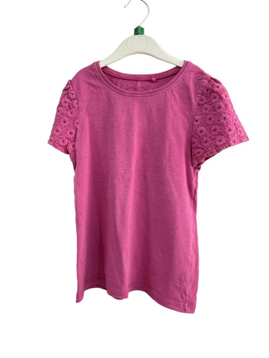 Preloved Next - Pink Embroidered Sleeve Short-sleeved Top (5-6y)