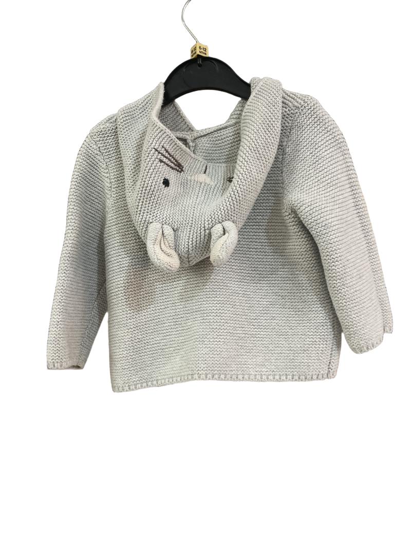 Preloved Baby Gap - Grey Bunny Hood Knit Cardigan.. (6-12m)