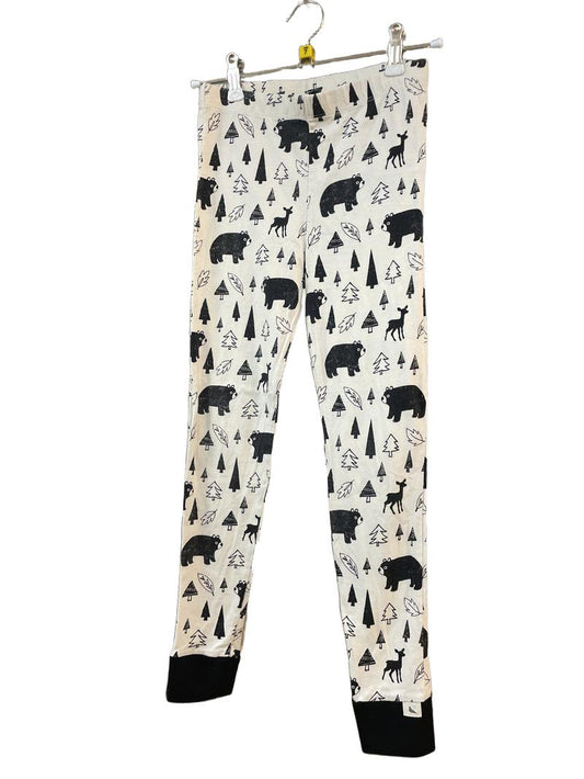 Preloved Turtledove London - White Black Bear Tree Print Leggings (7-8y)