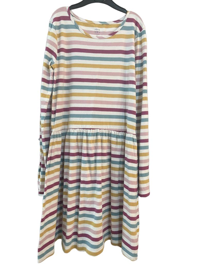 Preloved John Lewis - Multicolour Stripe Long-sleeved Skater Dress (12-13y)