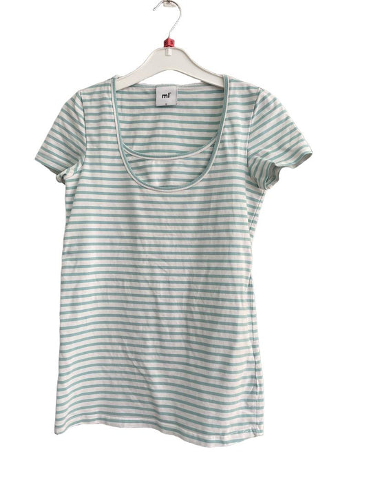Preloved Mama Licious - Green White Stripe Maternity And Nursing Short-sleeved Shirt (Small) - Top