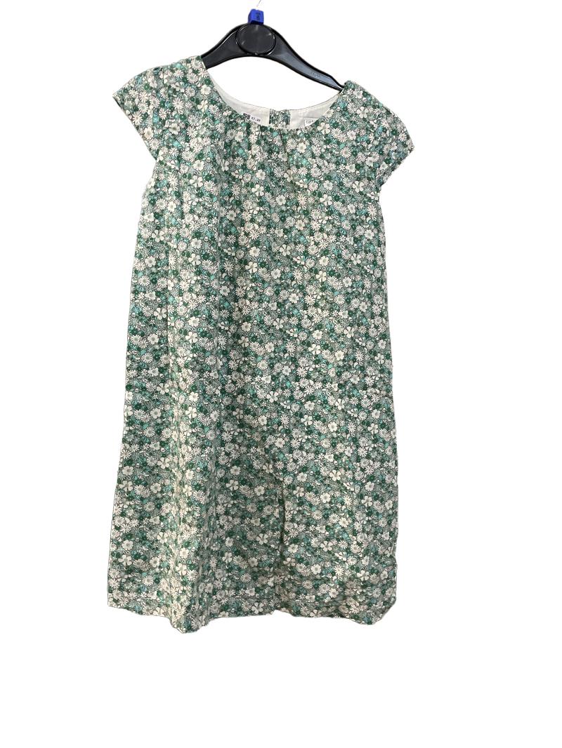 Preloved Carter's - Dress - Green White Floral Ditsy Light Cotton Cap Sleeve Dress (6-7y)