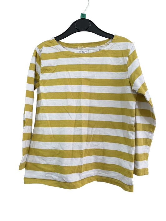 Preloved SeaSalt - Top - Yellow And White Stripe Long-sleeved Shirt (5-6y)