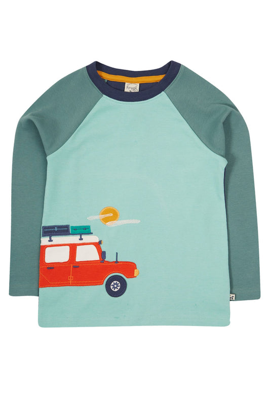 Frugi Albert Wrap Around Top, Moss/4x4 Camper