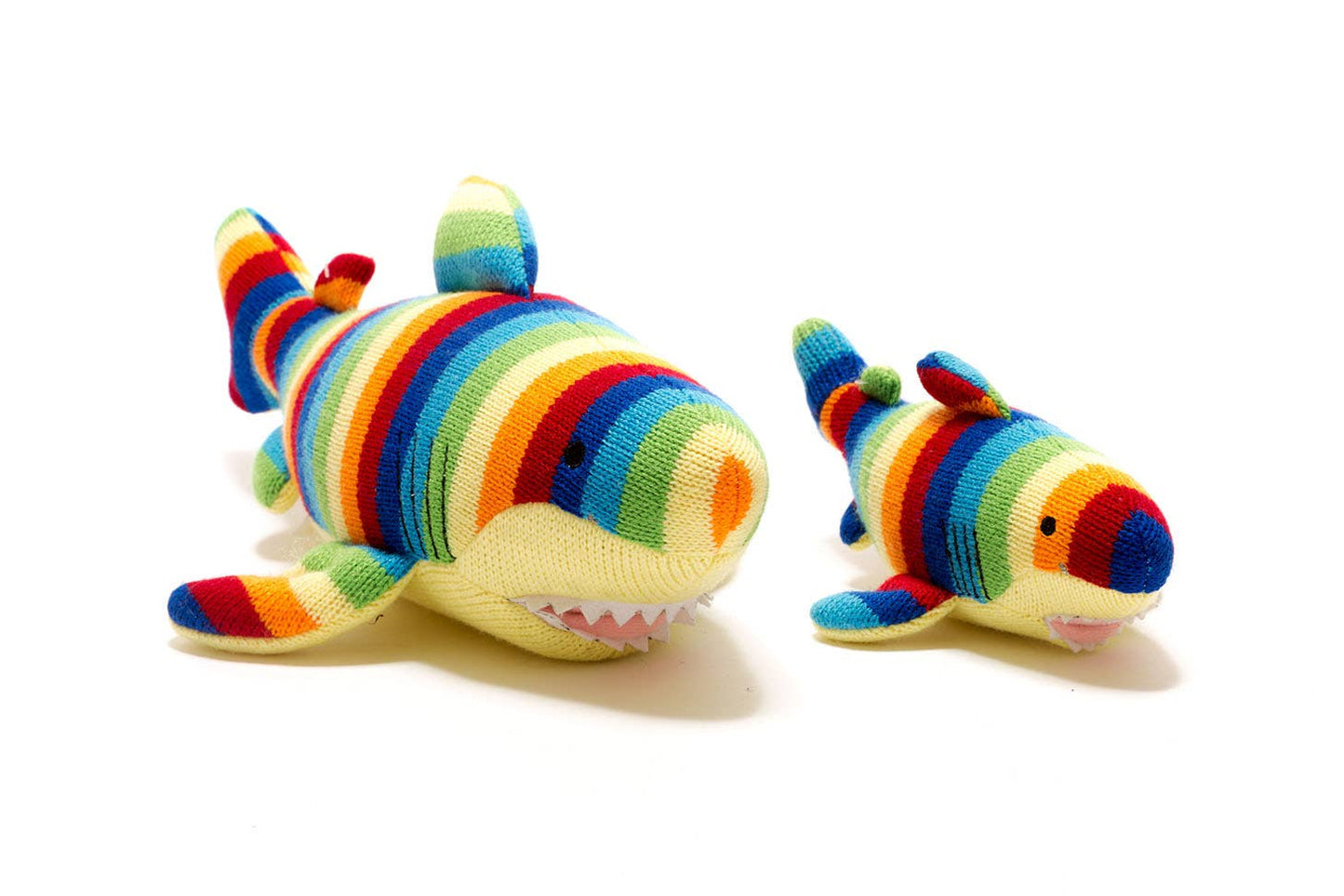 Shark Baby Rattle Knitted Bold Stripes