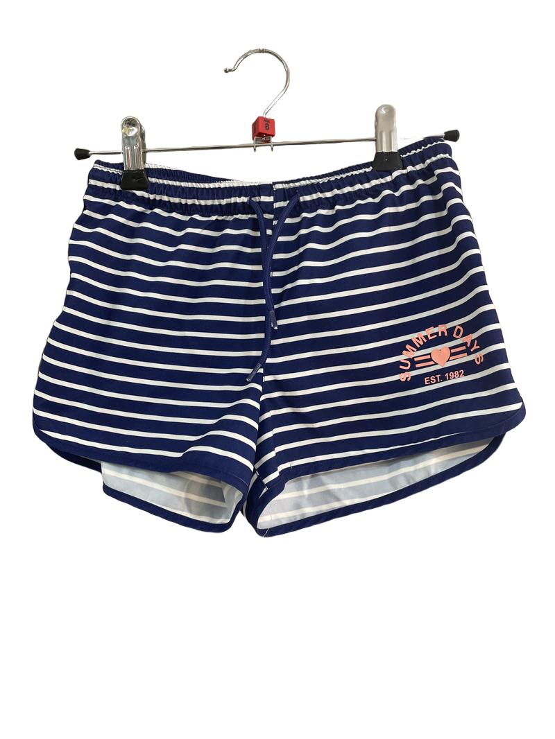 Preloved Next - Navy And White Stripe Swim Shorts (8-9y)