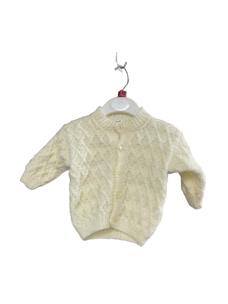Preloved Unknown Brand - Hand Knit White Cardigan (0-3m)
