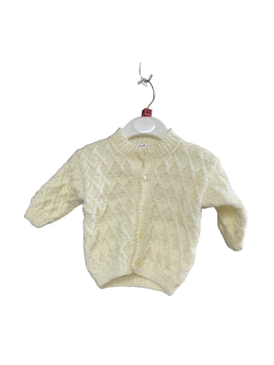 Preloved Unknown Brand - Hand Knit White Cardigan (0-3m)