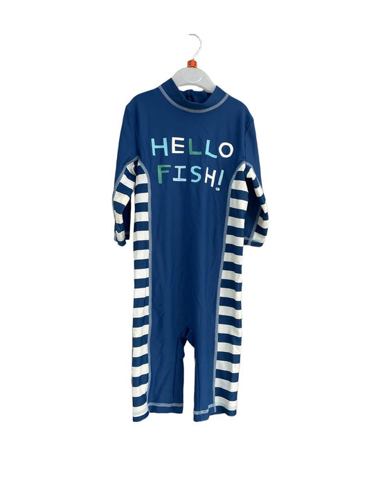 Preloved Marks & Spencer - Blue Hello Fish Swimsuit Sun Protection (4-5y)