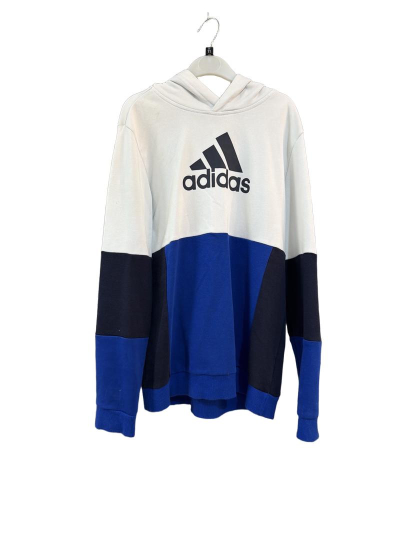 Preloved Adidas - White Blue Navy Colour Block Hoodie (11-12y)