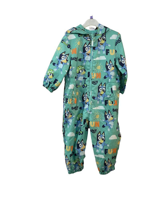 Preloved Tu - Green Bluey Waterproof Puddlesuit (3-4y)