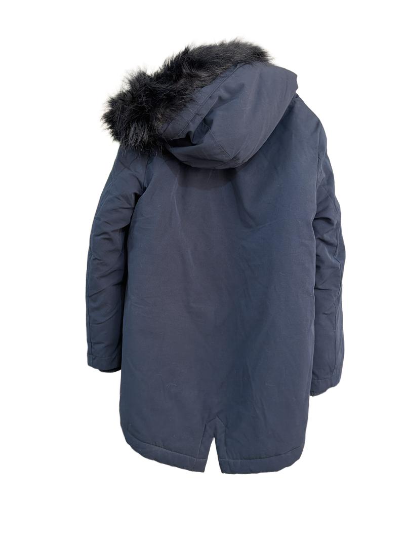 Preloved Marks & Spencer - Navy Fleece-lined Parka With Fur-lined Hood (8-9y)