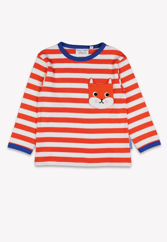 Organic Squirrel Pocket Applique Long Sleeved T-Shirt