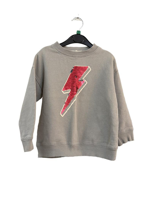 Preloved Zara - Gray Red Sequin Lightning Bolt Sweatshirt (5-6y)