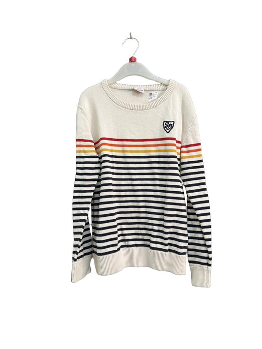 Preloved Tape A L'oeil (TAO) - White Striped Jumper (10-11y)