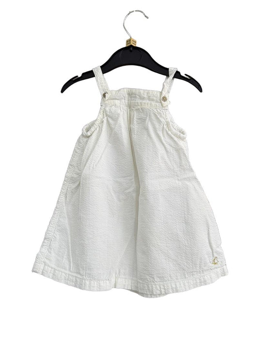 Preloved Petit Bateau - White Strappy Seersucker Sundress (6-12m)