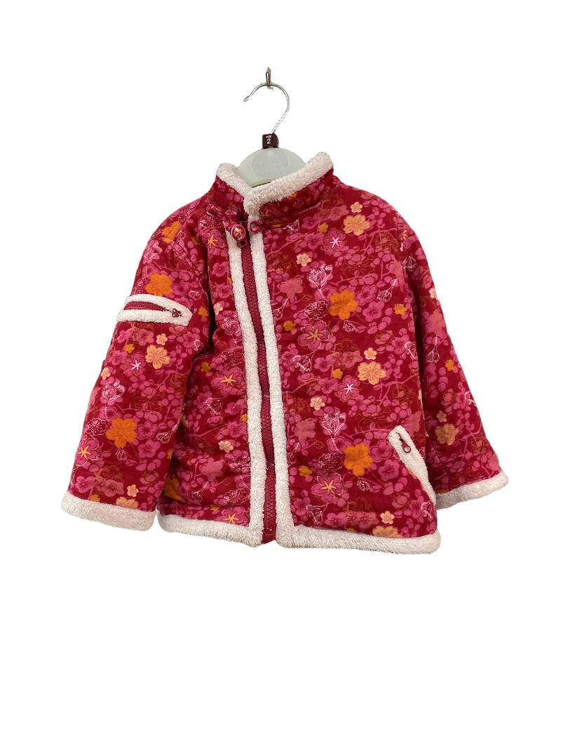 Preloved Penelope Mack - Pink Red Corduroy Zip Fleece-lined Cardigan Jacket (2-3y)