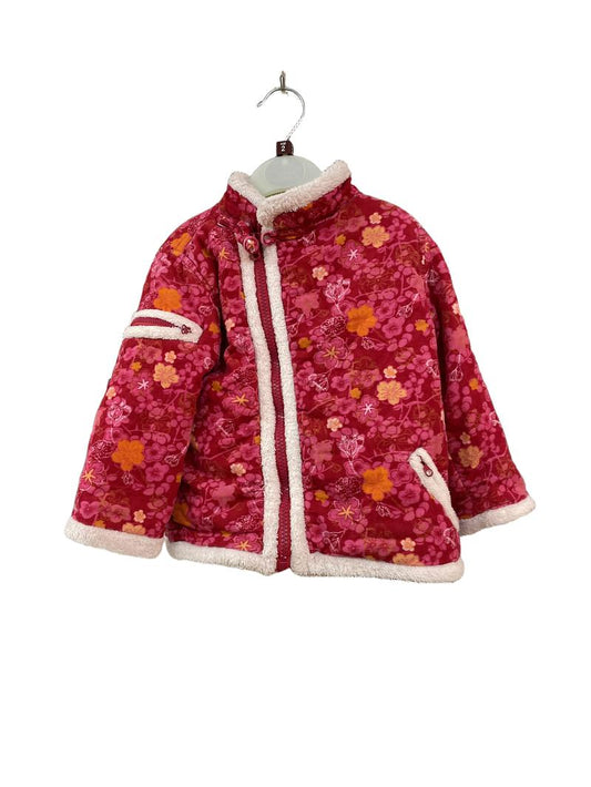 Preloved Penelope Mack - Pink Red Corduroy Zip Fleece-lined Cardigan Jacket (2-3y)