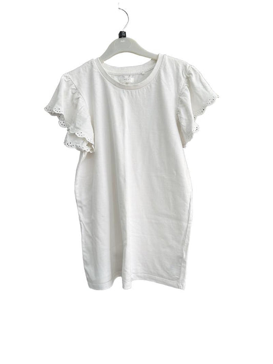 Preloved Next - White Flutter Eyelet Sleeve T Shirt (11y)